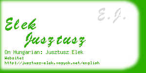 elek jusztusz business card